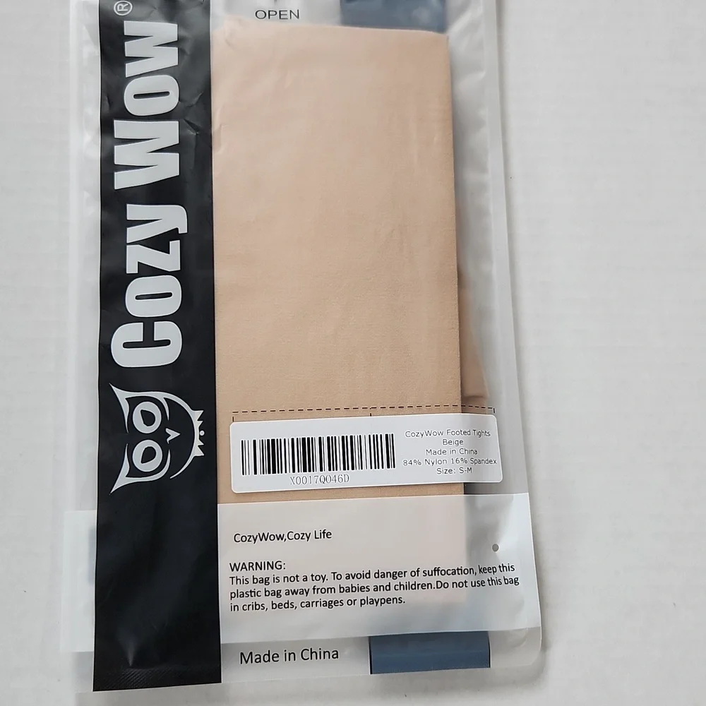 NWT COZY WOW Beige Footed Tights- small- Medium